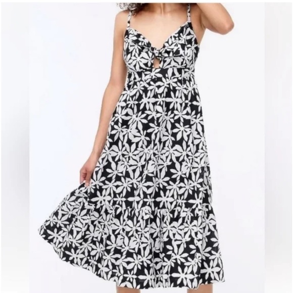 J. Crew Black and White Sleeveless Midi Sundress Size 14 - Picture 1 of 6